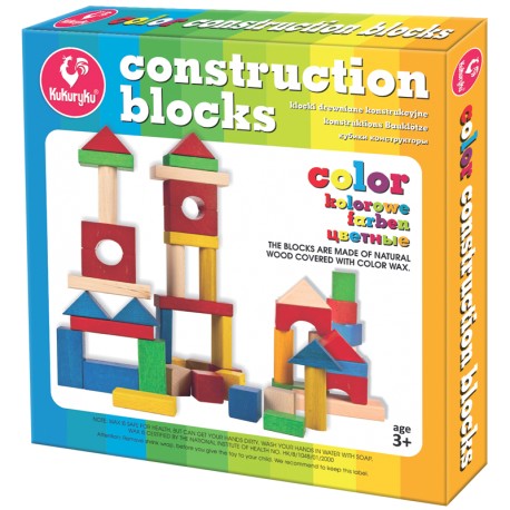 Klocki Drewniane Konstrukcyjne Kolorowe