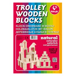 Klocki Drewniane w wózku Naturalne