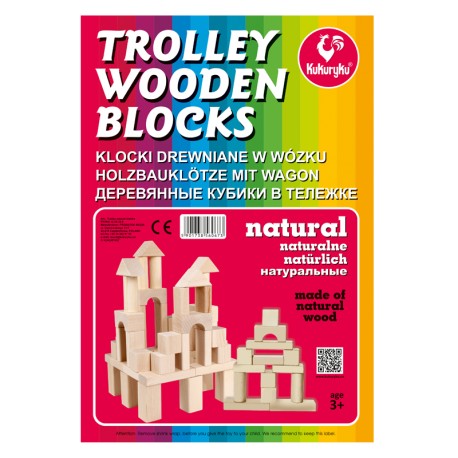 Klocki Drewniane w wózku Naturalne