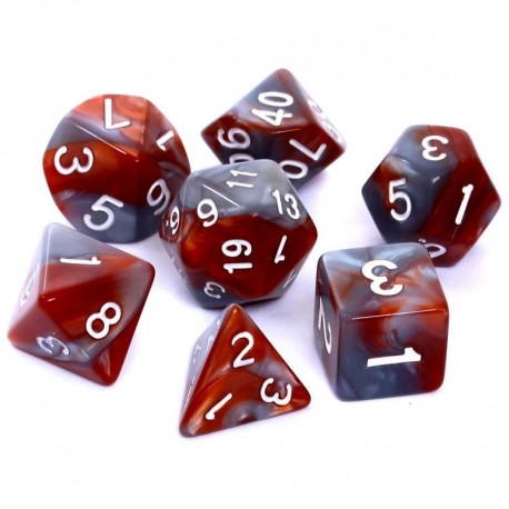 Komplet kości REBEL RPG - Dwukolorowe - Brązowo-szare