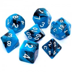 Komplet kości REBEL RPG - Dwukolorowe - Czarno-niebieskie