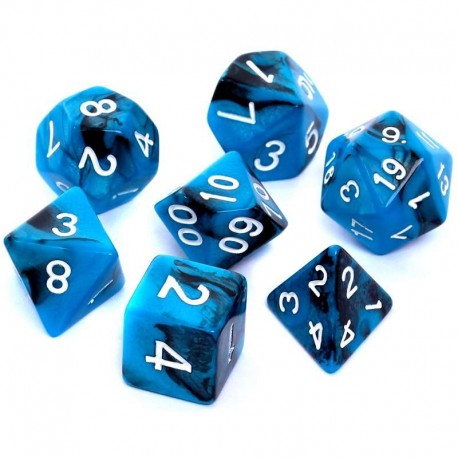 Komplet kości REBEL RPG - Dwukolorowe - Czarno-niebieskie