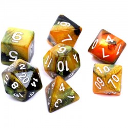 Komplet kości REBEL RPG - Dwukolorowe - Czarno-złote