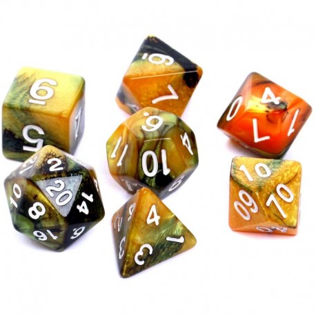 Komplet kości REBEL RPG - Dwukolorowe - Czarno-złote