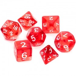 Komplet kości REBEL RPG - Kryształowe - Czerwone
