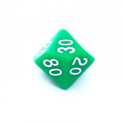 Kość REBEL matowa 10 Ścian (setka) - Cyfry - Zielona