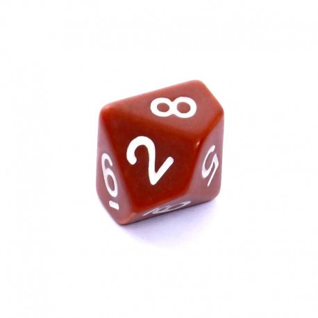 Kość REBEL matowa 10 Ścian - Cyfry - Brązowa