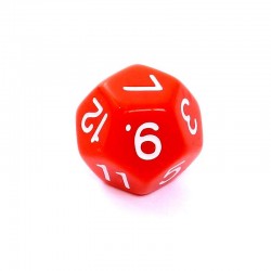 Kość REBEL matowa 12 Ścian - Cyfry - Czerwona