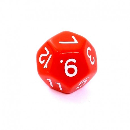 Kość REBEL matowa 12 Ścian - Cyfry - Czerwona