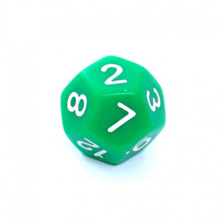 Kość REBEL matowa 12 Ścian - Cyfry - Zielona