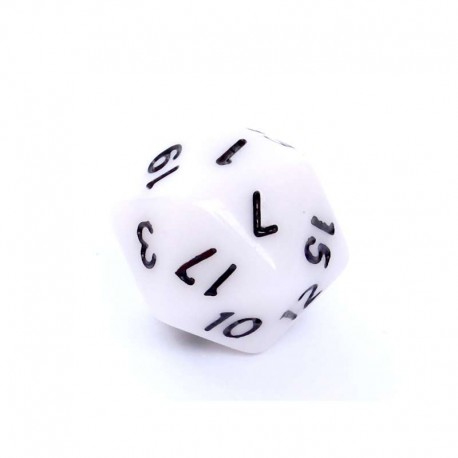 Kość REBEL matowa 20 Ścian - Cyfry - Biała