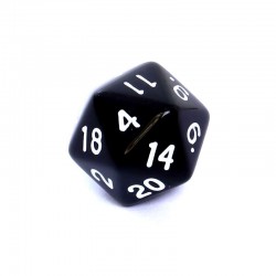 Kość REBEL matowa 20 Ścian - Cyfry - Czarna