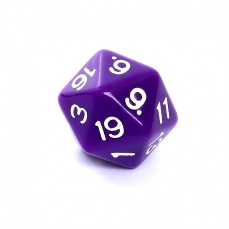 Kość REBEL matowa 20 Ścian - Cyfry - Fioletowa