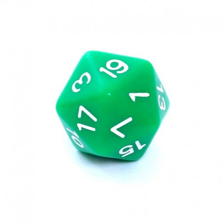 Kość REBEL matowa 20 Ścian - Cyfry - Zielona