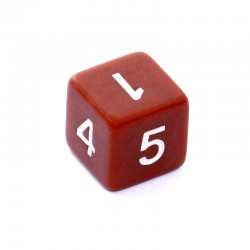 Kość REBEL matowa 6 Ścian - Cyfry - Brązowa