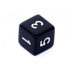 Kość REBEL matowa 6 Ścian - Cyfry - Czarna