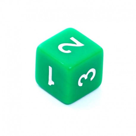 Kość REBEL matowa 6 Ścian - Cyfry - Zielona