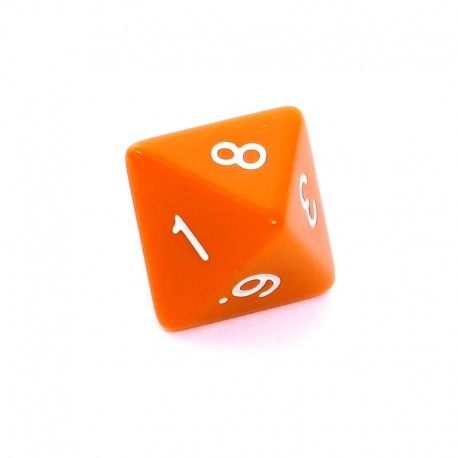 Kość REBEL matowa 8 Ścian - Cyfry - Pomarańczowa
