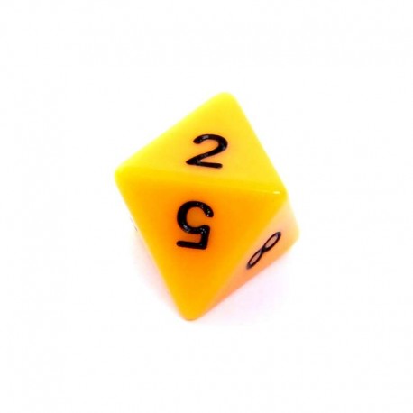 Kość REBEL matowa 8 Ścian - Cyfry - Żółta