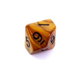 Kość REBEL perłowa 10 Ścian - Cyfry - Ciemnożółta