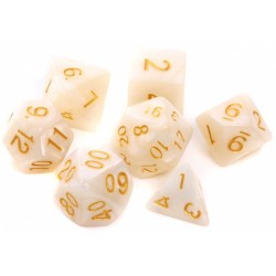 Komplet kości REBEL RPG - Perłowe - Białe