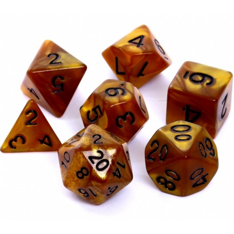 Komplet kości REBEL RPG - Perłowe - Ciemnożółte (c