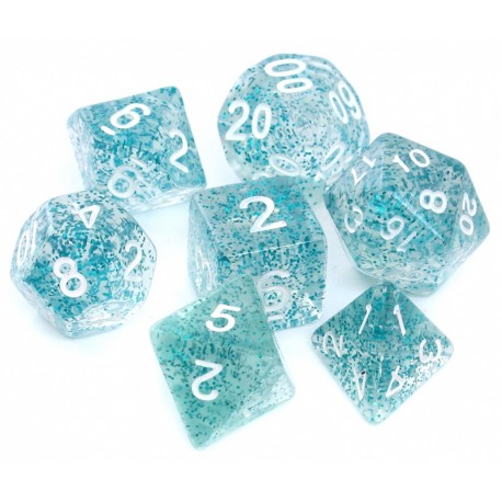 Komplet kości REBEL RPG - Brokatowe - Błękitne