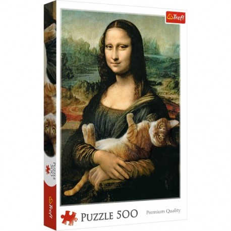 Puzzle 500 - Mona Lisa i kot Mruczek
