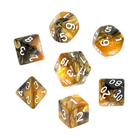 Komplet kości REBEL RPG - Dwukolorowe - Czarno-zło