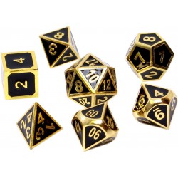 Komplet kości REBEL RPG - Metal - Tłoczone czarne