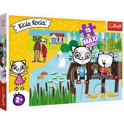 Puzzle 15 maxi Kicia Kocia nad jeziorem