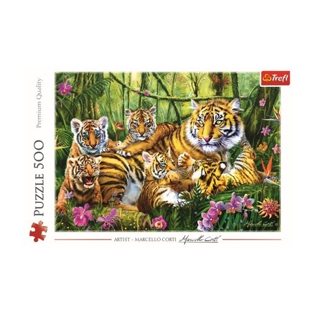 Puzzle 500 - Rodzina tygrysów