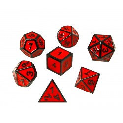 Komplet kości REBEL RPG-Metal-Tłocz. obsy. czerwie