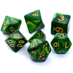 Komplet kości REBEL RPG - Perłowe - Zielone