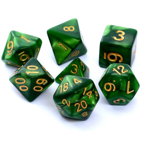 Komplet kości REBEL RPG - Perłowe - Zielone