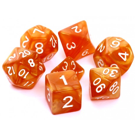 Komplet kości - Perłowe - Ciemnożółte(białe cyfry)