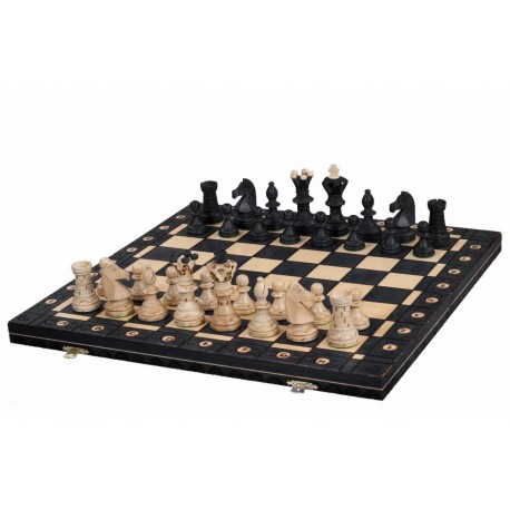 DUŻE SZACHY AMBASADOR BLACK (54x54cm) - drewniane